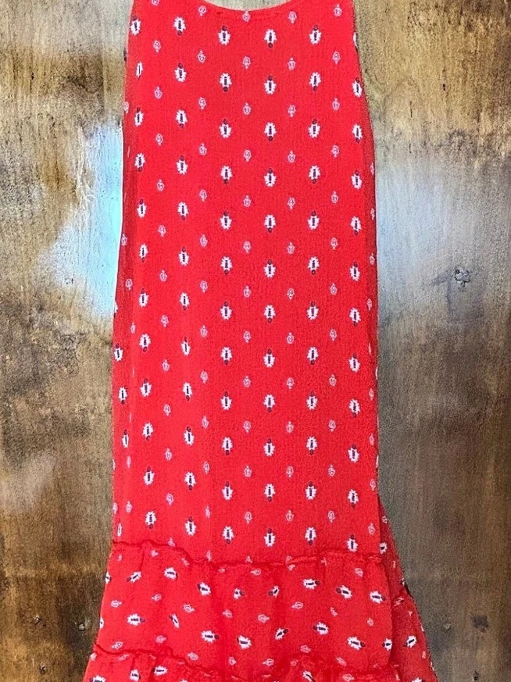 Abercrombie & Fitch Printed Ruffle Mini Dress in Red Size Small